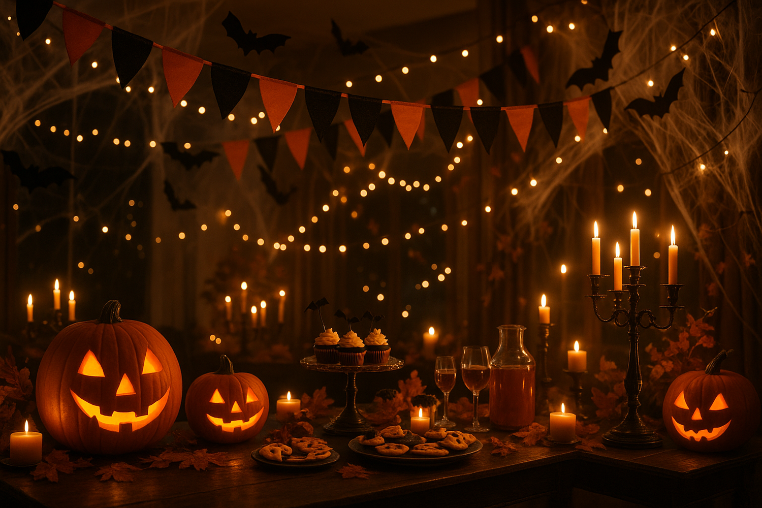 een realistische halloween party met mooie versieringen